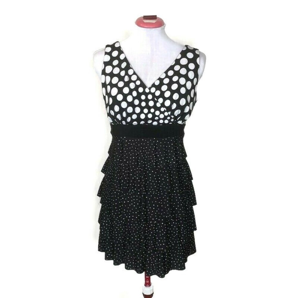 Frank Lyman Design Top 10 Black White Polka Dot